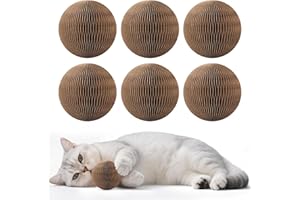KONOATOR 6-Pack Cardboard Cat Ball Toy with Bell – Interactive Cat Toy for Chasing, Batting, and Exercise – Durable & Irresistible Fun for Cats
