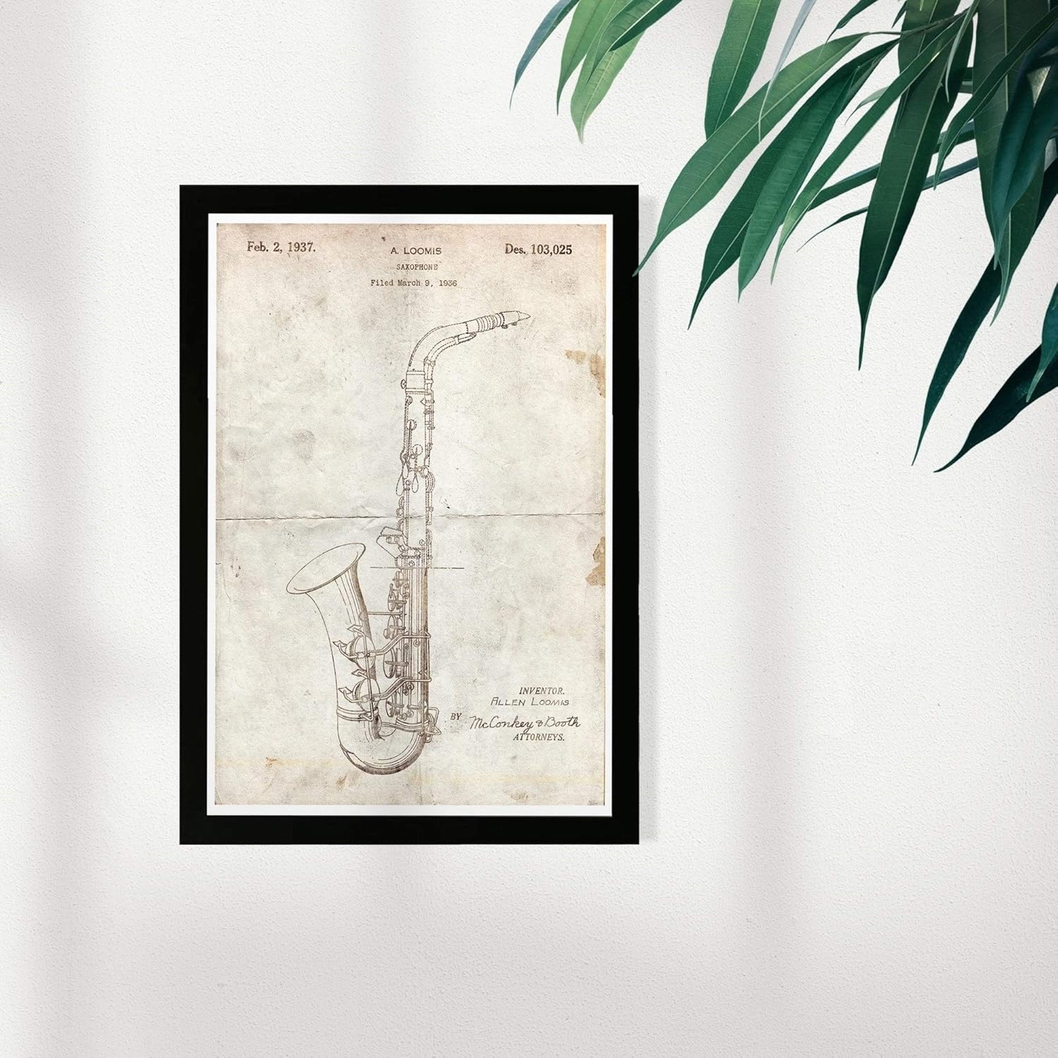 Music and Dance Framed Wall Art Prints 'Saxophone 1937