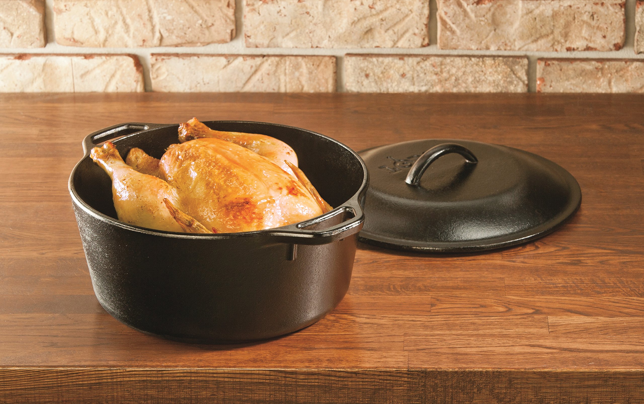 Lodge L8DOL3 Cast Iron Dutch Oven with Dual Handles, PreSeasoned, 5