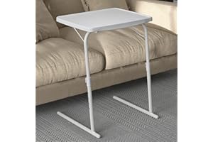 Allpop Max TV Tray Table, Large TV Dinner Tray for Eating, Adjustable Tray Stand on Couch & Bed, Folding Laptop Table with 6 Heights & 3 Tilt Angles, White