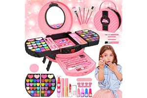 MINIFUN Kids Makeup Kit for Girl, 66 Pcs Washable Makeup Set for Little Girls, Real Cosmetic Set Pretend Play Makeup Toy Beauty Set Christmas & Birthday Gift Age 3 4 5 6 7 8 9+ Year Old Kids Toddler Toys