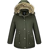 Soularge Women's Winter Plus Size Sherpa Lined Coats with Detachable Hood