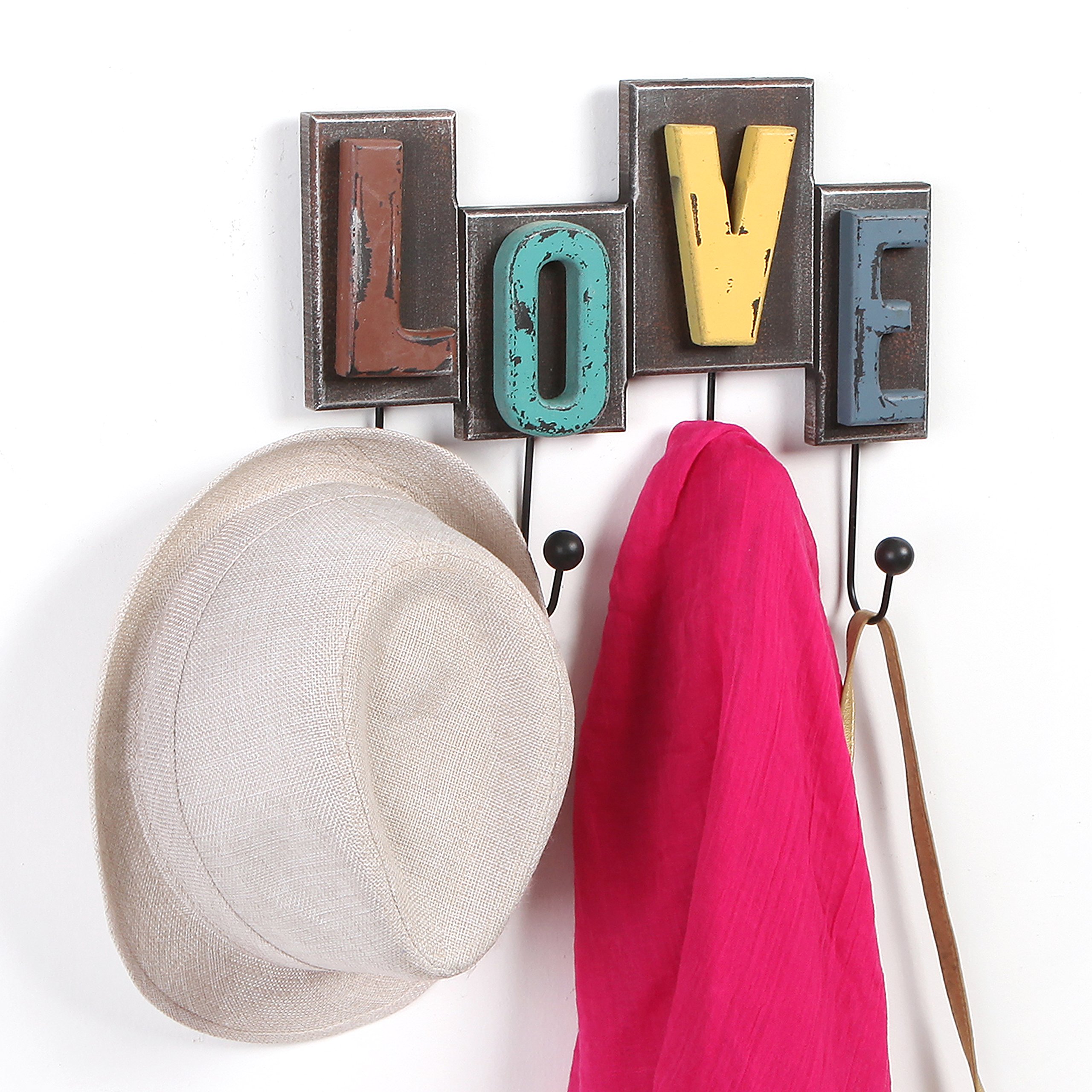 Multicolored Rustic Finish Wood Love Design Decorative Wall