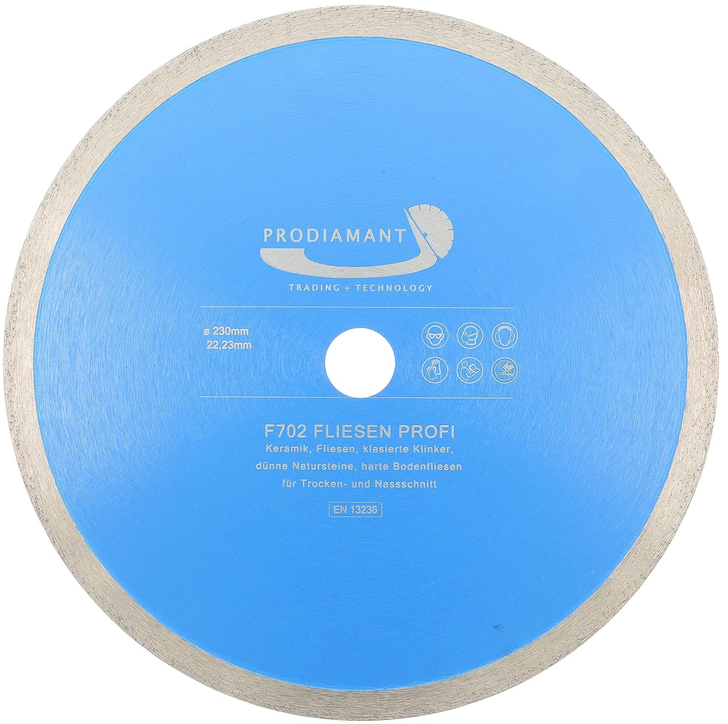 PRODIAMANT Professional diamond cutting disc PRORIM 230 mm x 22.23 mm will not break out with glazed tiles porcelain stoneware ceramic
