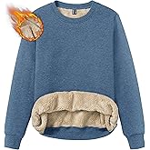 TACVASEN Women's Crewneck Sweatshirt Fleece Lined Sherpa Pullover Winter Shirt Warm Sweaters Long Sleeve Tops