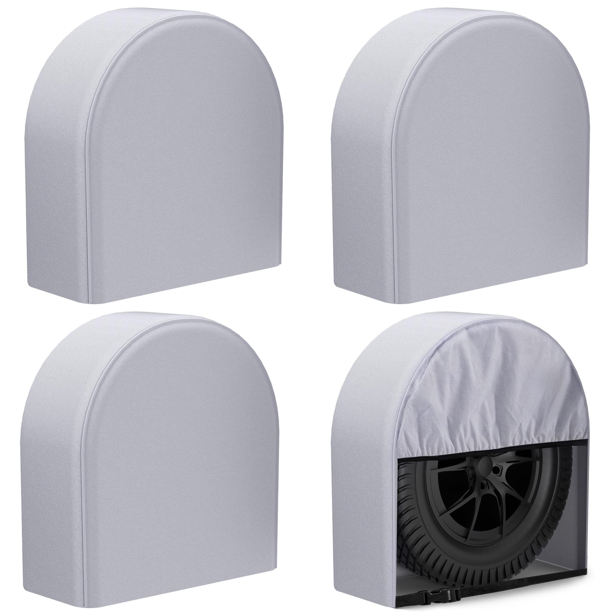 Leisure Coachworks Tire Covers for RV Wheel Set of 4 Motorhome Wheel Covers Black Waterproof Soft Vinyl Tire Protectors Tire Covers Fits 27\ to 29