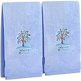 Tiamon 2 Pcs Winter Snowflake Bathroom Hand Towels, 14 x 30 Inch Winter Let It Snow Blue Towels 100% Cotton Highly Absorbent Soft Bath Washcloth for Christmas Kitchen Decorative Decor
