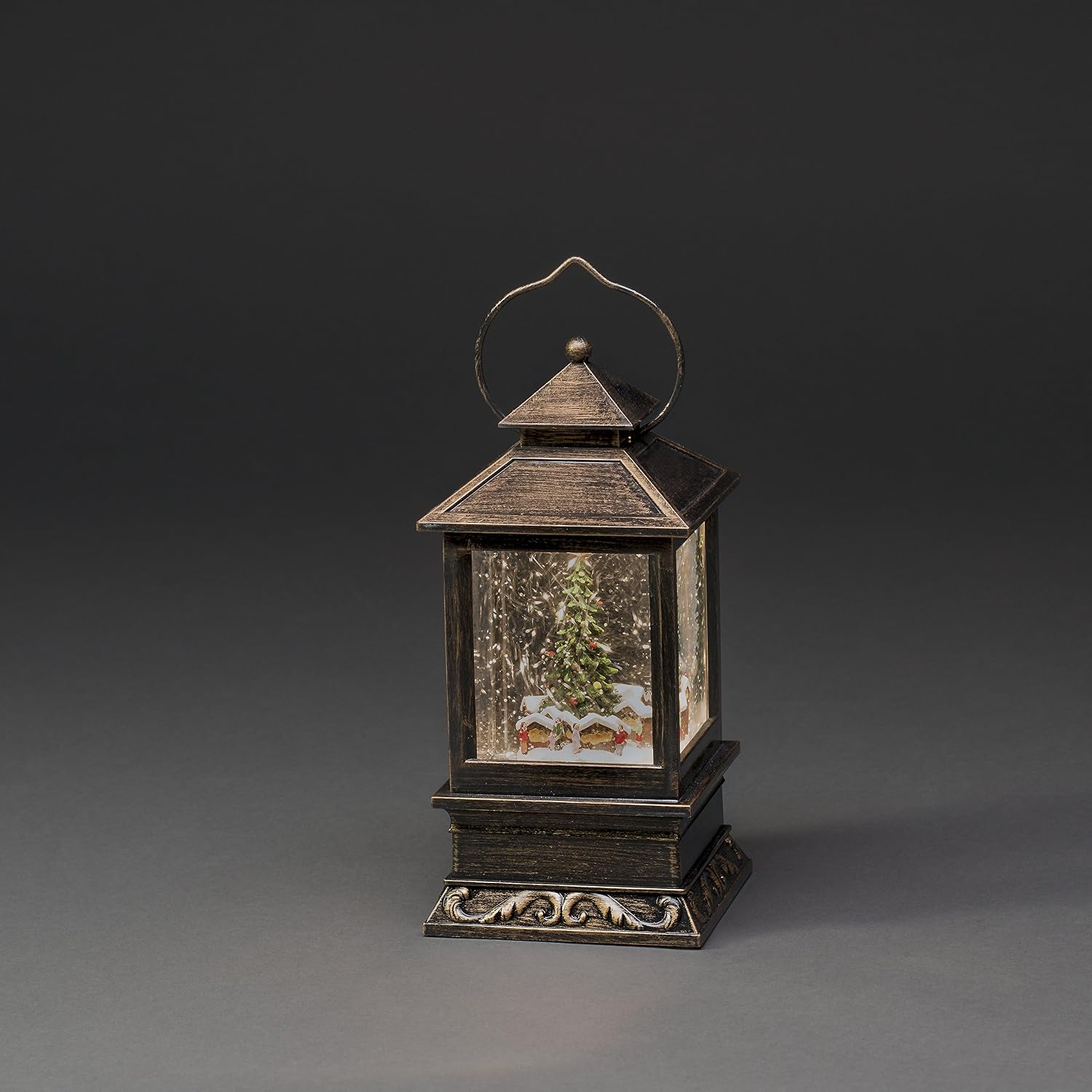 Konstsmide Christmas Lights LED Snow Globe Lantern"Christmas Market and Tree Scene" - Image 3