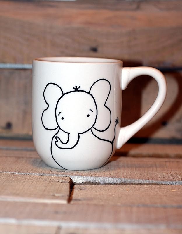 Hand Painted Elephant Mug, Elephant Painted Mug, Elephant