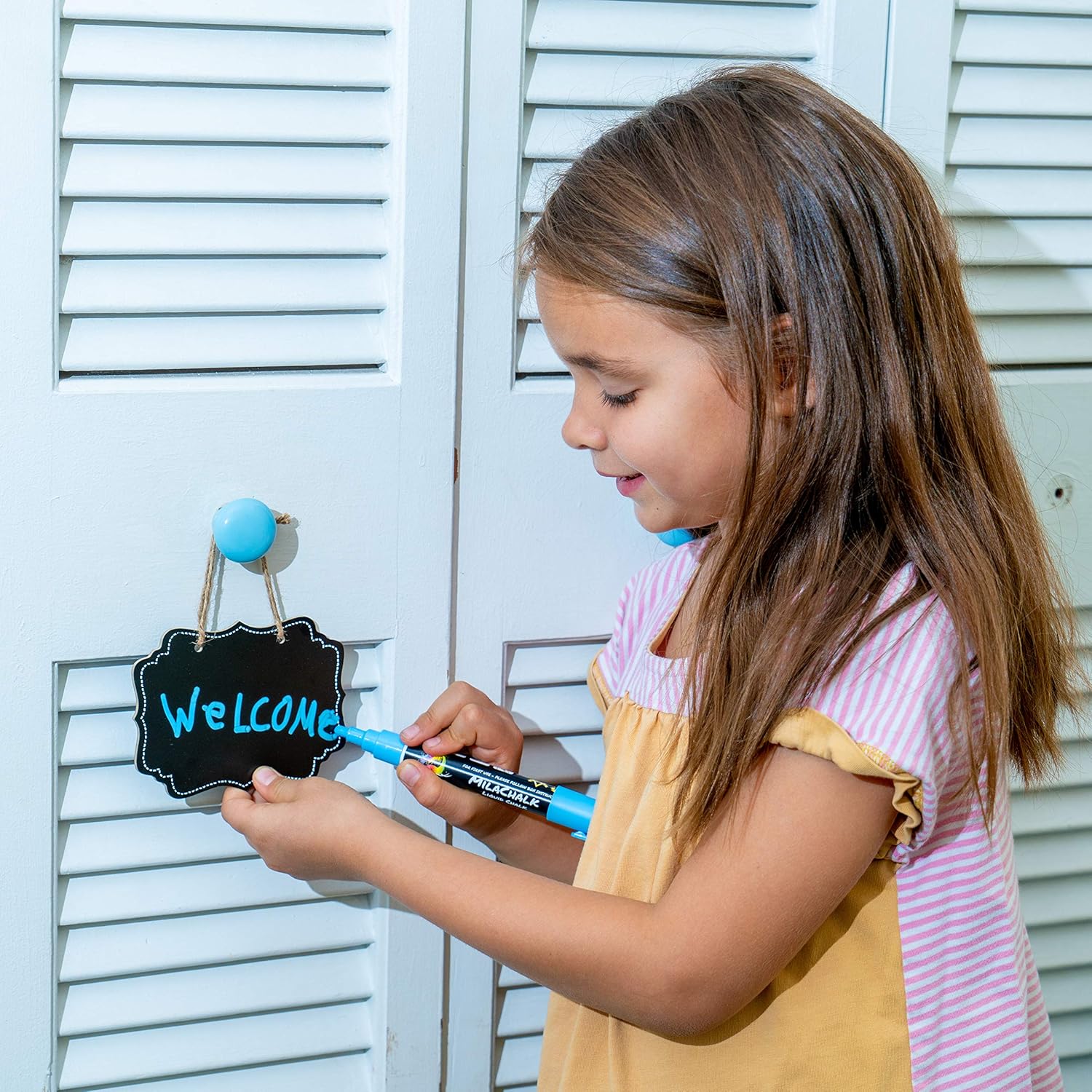 Chalk Markers by Mila Markers, Pack of 11 + A Chalkboard + Christmas Drawing Stencils + 16 Labels, Premium Liquid Chalkboard Neon Pens, Including Gold, Silver and Extra White Ink, 6mm Tips : Office Products