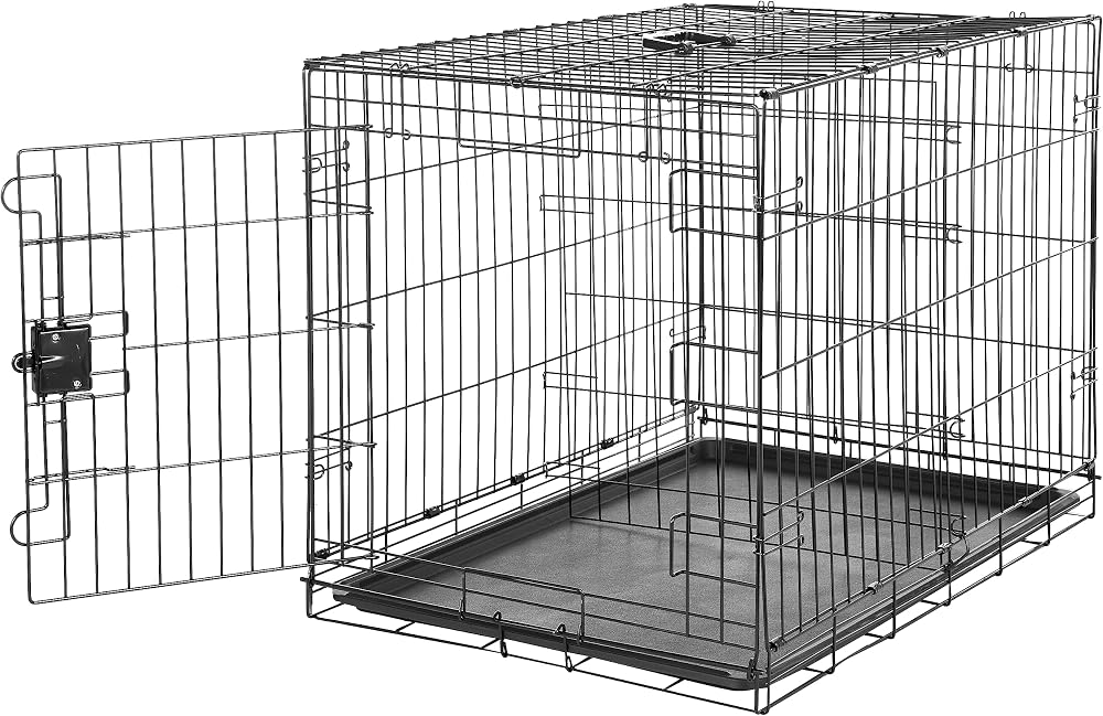Amazon Basics Large Metal Dog Crate with Tray 91cm Foldable Black 36"