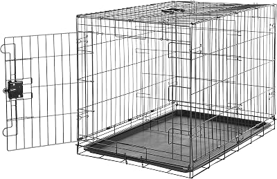Amazon Basics Large Metal Dog Crate with Tray 91cm Foldable Black 36"