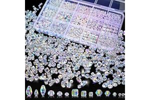 Laopottbeads 1500 Pcs Crystal Glass Beads for Jewelry Making – 12 Styles Bicone, Rondelle, Cube, Teardrop & 3mm Spacer Beads, DIY Bracelet Necklace Earring Craft Kit with Organizer Box(AB Color)