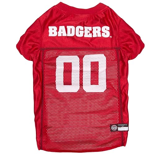 Pets First NCAA College Wisconsin Badgers Mesh Jersey for DOGS & CATS, XX-Large. Licensed Dog Jersey with your Favorite Football/Basketball College Team