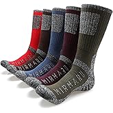 MIRMARU Men's 5 Pairs Multi Performance Outdoor Sports Hiking Trekking Crew Socks