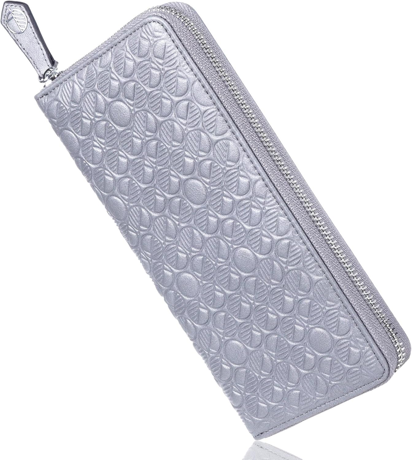 DREW LENNOX Premium British Leather Purse - Silver, Pearlised Silver Grey - Image 4