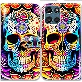 Bcov Case for Motorola Moto G Play 2026/Moto G 2026,Colorful Mandala Skull Flowers Leather Flip Phone Case Wallet Cover with Card Slot Holder Kickstand Case for Moto G 2026/ G Play 2026