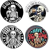 12 Pcs Funny Meme Skeleton Sticker As Far As I Know I'm Delightful, Dead Inside But Caffeinated, Hang in There It Gets Worse, Have The Day You Deserve Vinyl Waterproof Decal for Water Bottle, Laptop