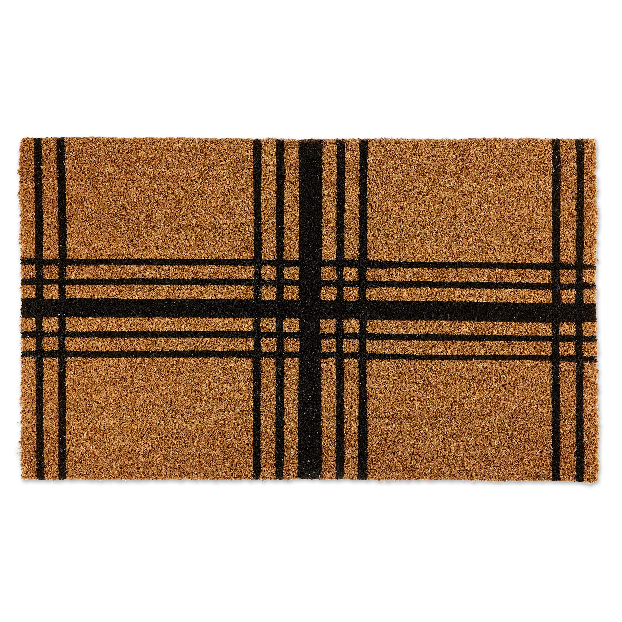 DII Natural Coir Geometric Modern Outdoor Door Mat, Front Porch Décor, 17x29, Farmhouse Plaid