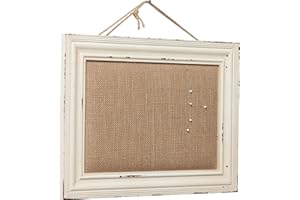 SOFE Cute Linen Small Bulletin Board, 15.7×12 Inches White Decorative Cork Boards for Walls with Frame, Wood Vision Board Farmhouse Pin Board for Home Office School, Rustic Memo Board Display Photo