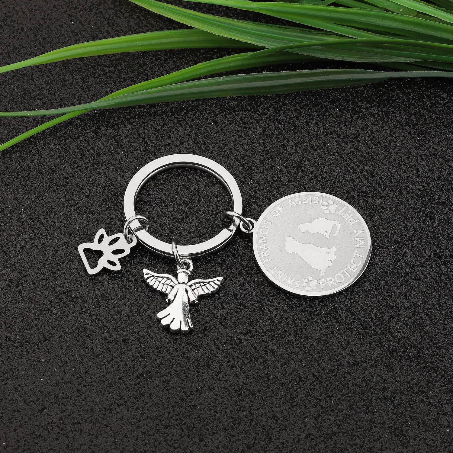 CYTING Saint Francis of Assisi Patron Saint Of Animals Protect My Pet Stainless Steel Dog Cat Pet ID Tag Collar Charm (Protect My Pet ID Tag): Clothing