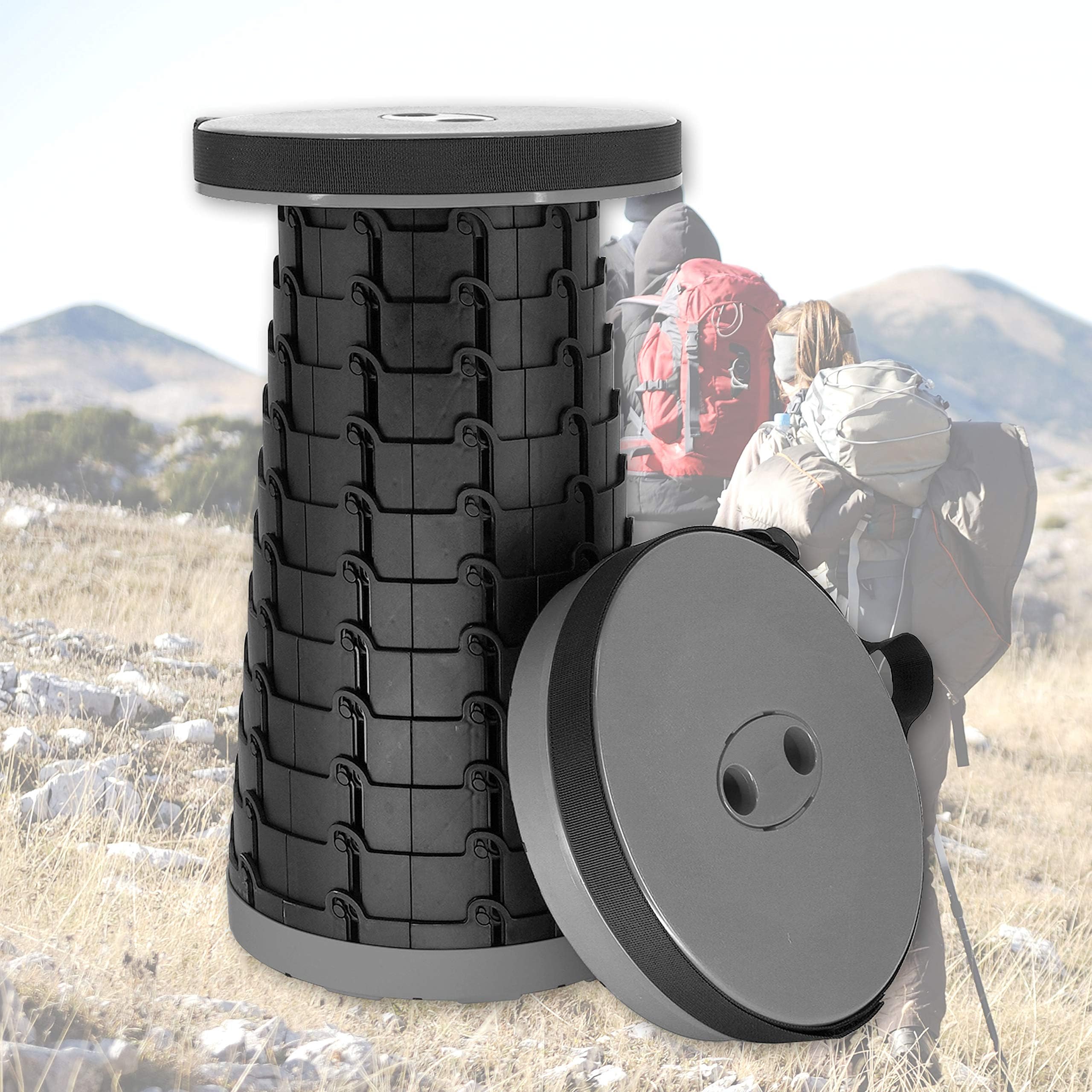 VICKERT Retractable Folding Stools Sturdy Portable Lightweight Plastic Stool for Camping Adults Kids,Collapsable Stool Portable for Indoor Outdoor Travel Camping Climbing Fishing Garden BBQ
