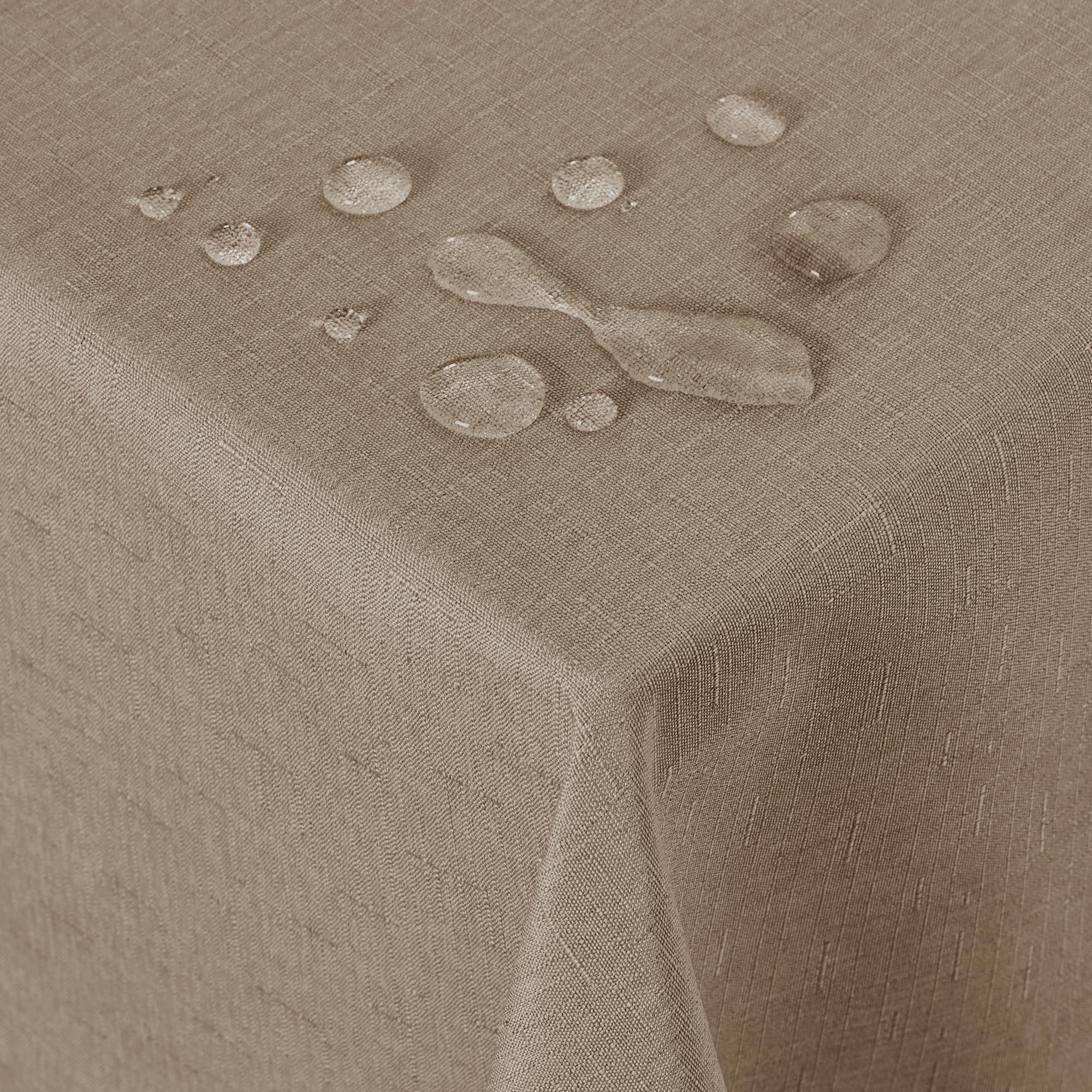 Deconovo 140 x 200cm Faux Linen Tablecloth Water Resistant for Parties - Khaki