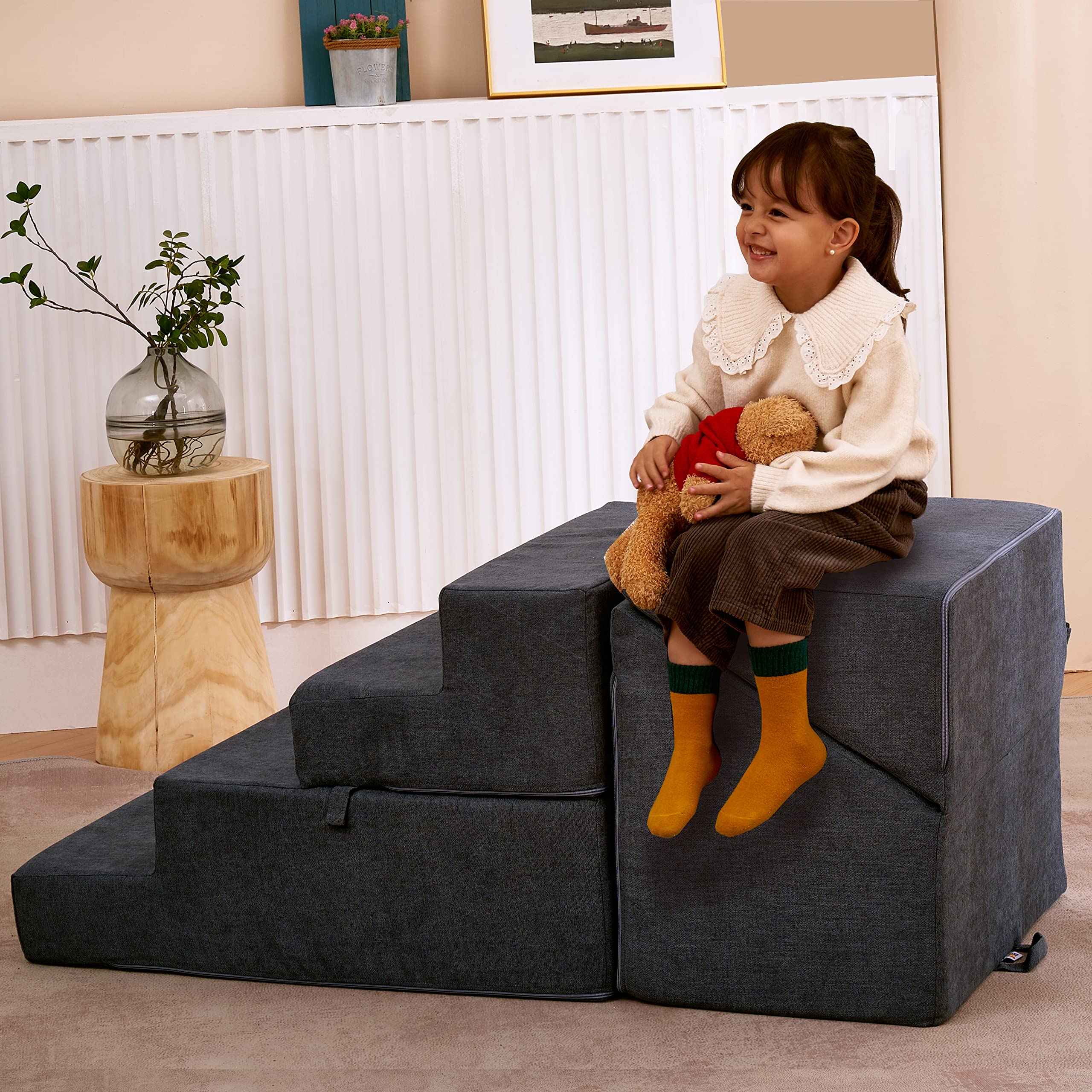 jela Toddler Climbing Toys Indoor Playset, Safe Soft Foam Climbing Blocks with Slide Stairs, Climbing Toys for Toddlers 1-3 Climb and Crawl, Soft Couch Slide