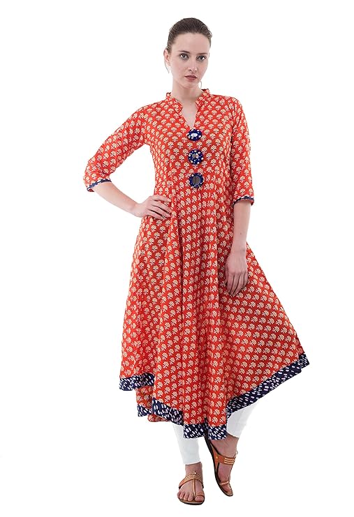 Women Stitched Printed Cotton Anarkali Kurti