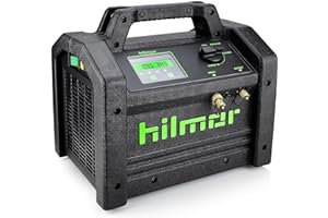Hilmor 1950536 Brushless DC Refrigerant Recovery Machine, HVAC Tools and Equipment, Professional Use, 9.6" x 5.4" x 13.3", Black