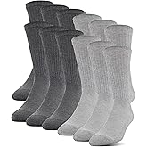 Gildan mens Polyester Half Cushion Crew Socks, 12-pairs
