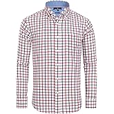 Alimens & Gentle Men's Plaid Button Down Shirts Cotton Long Sleeve Dress Shirts Regular Fit Gingham Shirts