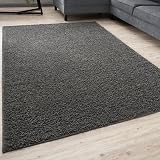 THE RUGS Shaggy Living Room Rug 160x230 Dark Grey 30mm Thick Polypropylene