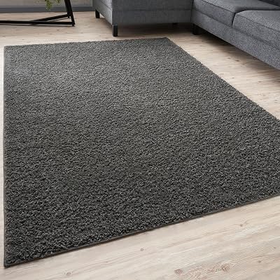 THE RUGS Living Room Rug Shaggy Soft 120x170 Dark Grey 30 mm Thick