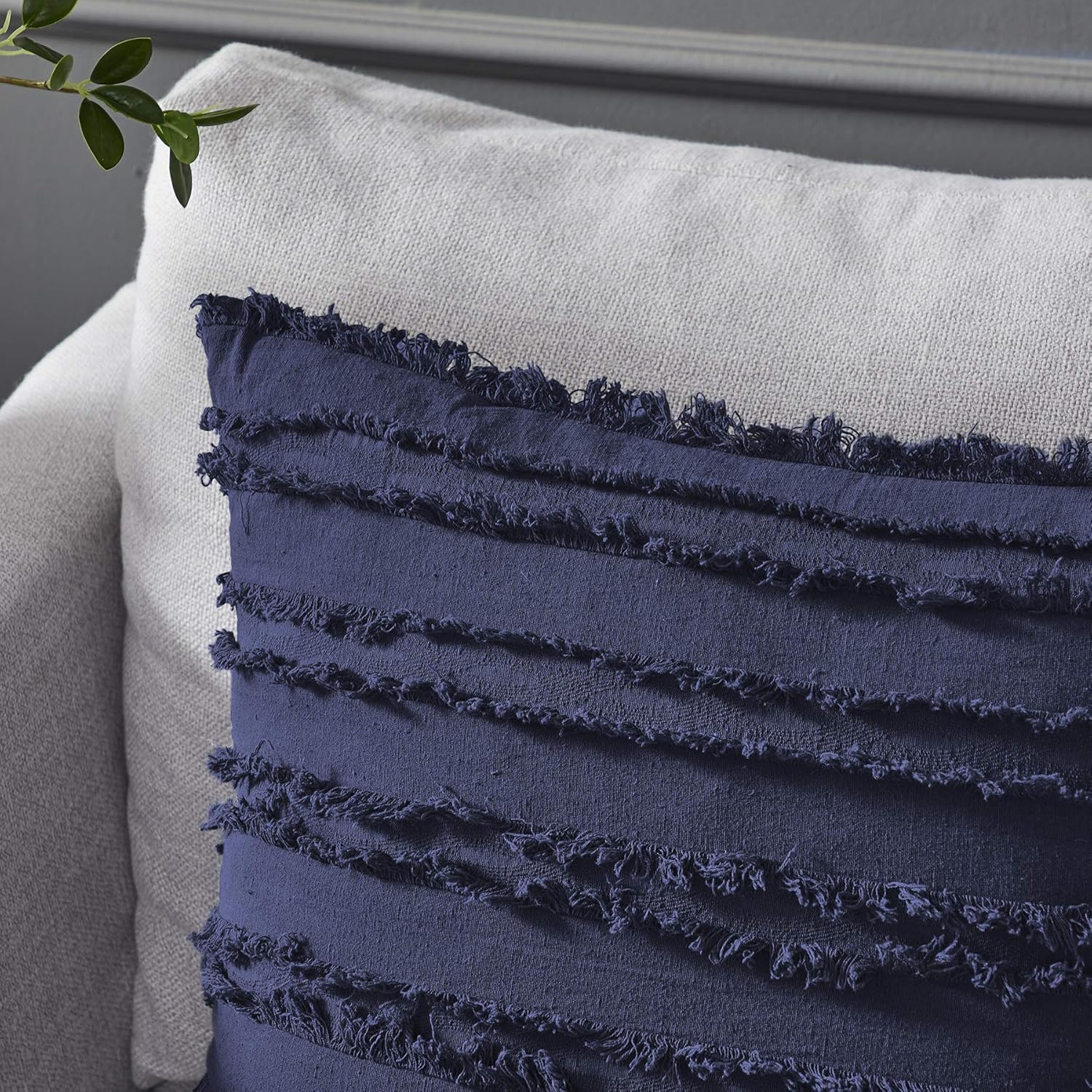 Longhui bedding Navy Blue Throw Pillow Covers for Couch Sofa Bed, Cotton Linen Decorative Pillows Cushion Covers, 18 x 18 inches, Set of 2: Home & Kitchen