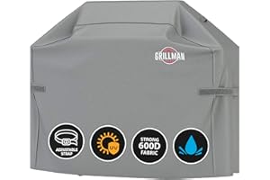 Grillman Premium Grill Cover for Outdoor Grill, BBQ Grill Cover, Rip-Proof, Waterproof, Top Heavy-Duty Large Grill Covers for Outside, Barbecue Cover & Gas Grill Covers (52" L x 26" W x 43" H, Gray)