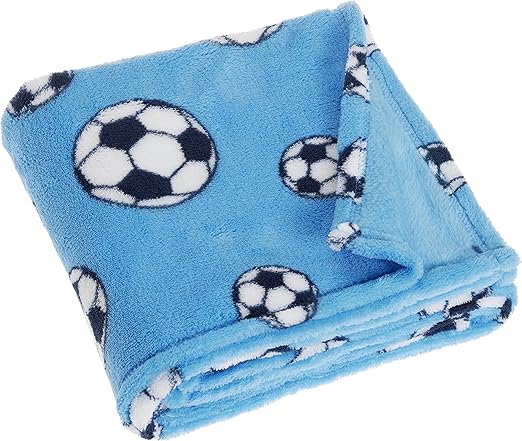 Playshoes Baby und Kinder Fleece-Decke, vielseitig nutzbare Kuscheldecke für Jungen und Mädchen, 75 x 100 cmmit Fußball-Muste