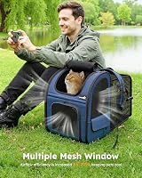 Pecute Cat Carrier Dog Backpack Expandable Portable Breathable Rucksack Blue view 7