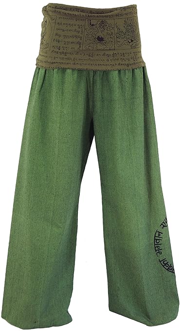Guru-Shop Hose Buddha Goa Wellnesshose Yogahose Hippie Hose - Grün, Damen, Baumwolle, Lange Hosen Alternative Bekleidung