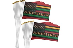 ARTSTAR Deloky Juneteenth Handheld Flags, 20PCS Mini Freedom Flags on Stick for Africa American Party Parades Event Decor, Black, Green, 6.0 inches x 4.0 inches, Polyester, Durable
