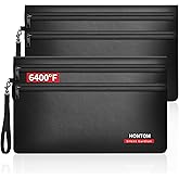 6400℉ Fireproof Money Bags 2 Pack with Hidden Dual Zipper, 11x7.5 Inch Fireproof Cash Wallet with 12 Layers Heat Insulated, Fire Safe Pouch with Valuables for Passports, Jewellery, Bill etc.
