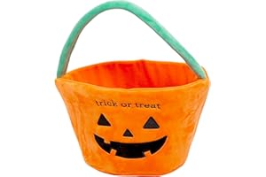 Reece Studio 'Trick or Treat' Halloween Basket, Plush Pumpkin Trick Or Treat Candy Bag, Fall Pumpkin Tote for Baby Girl or Baby Boy, Toddler Holiday Keepsake Gift