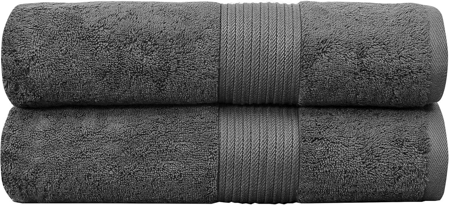 Bliss Luxury Bath Towels Set - 34" x 56" Extra Large Premium Quality Bath Sheet - 650 GSM - Soft Combed Cotton, Absorbent (Dark Grey, 2 Pack): Home & Kitchen