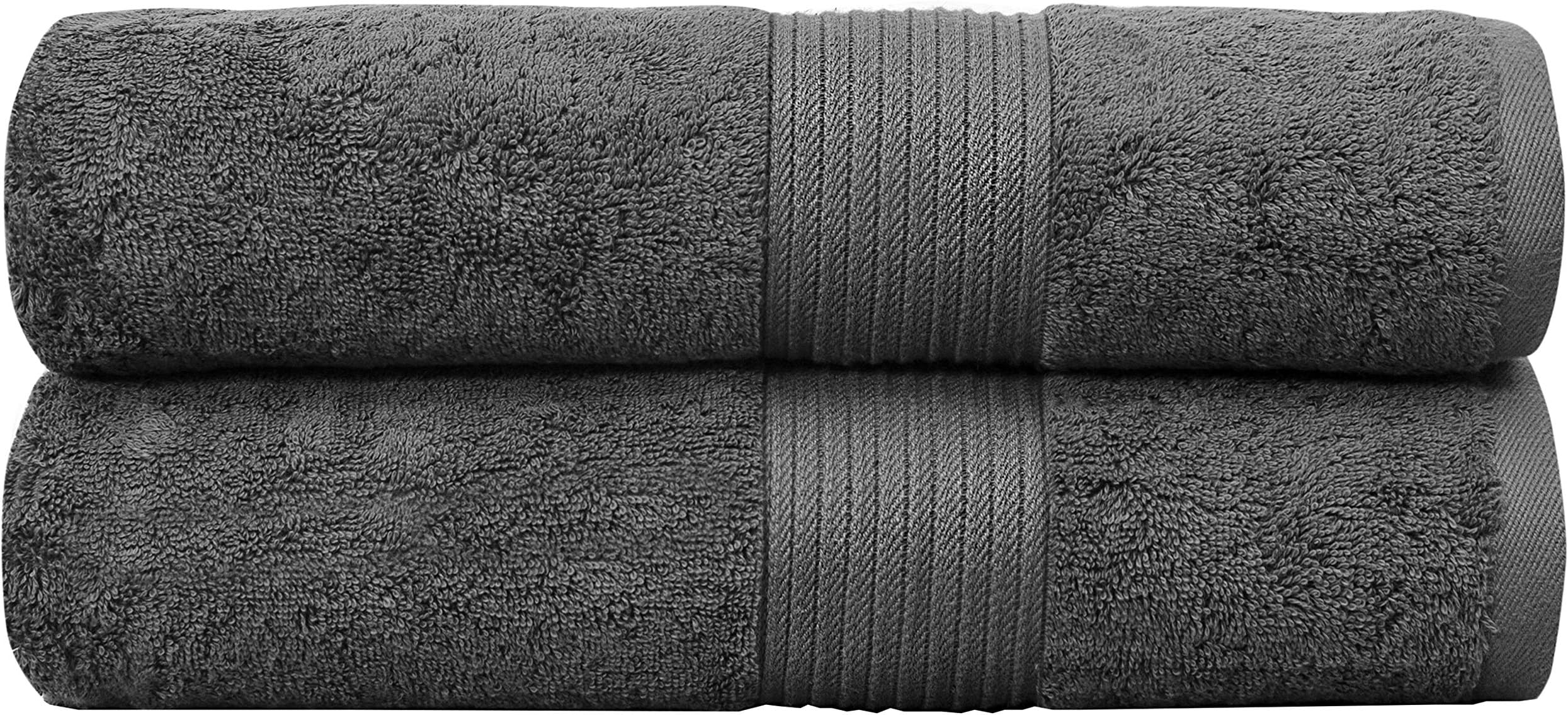 Bliss Luxury Bath Towels Set - 34" x 56" | Extra Large Premium Quality Bath Sheet | Towel Set | 650 GSM | Soft Combed Absorbent Cotton Bath Towels | Oversized Towels | Dark Grey - 2 Pack