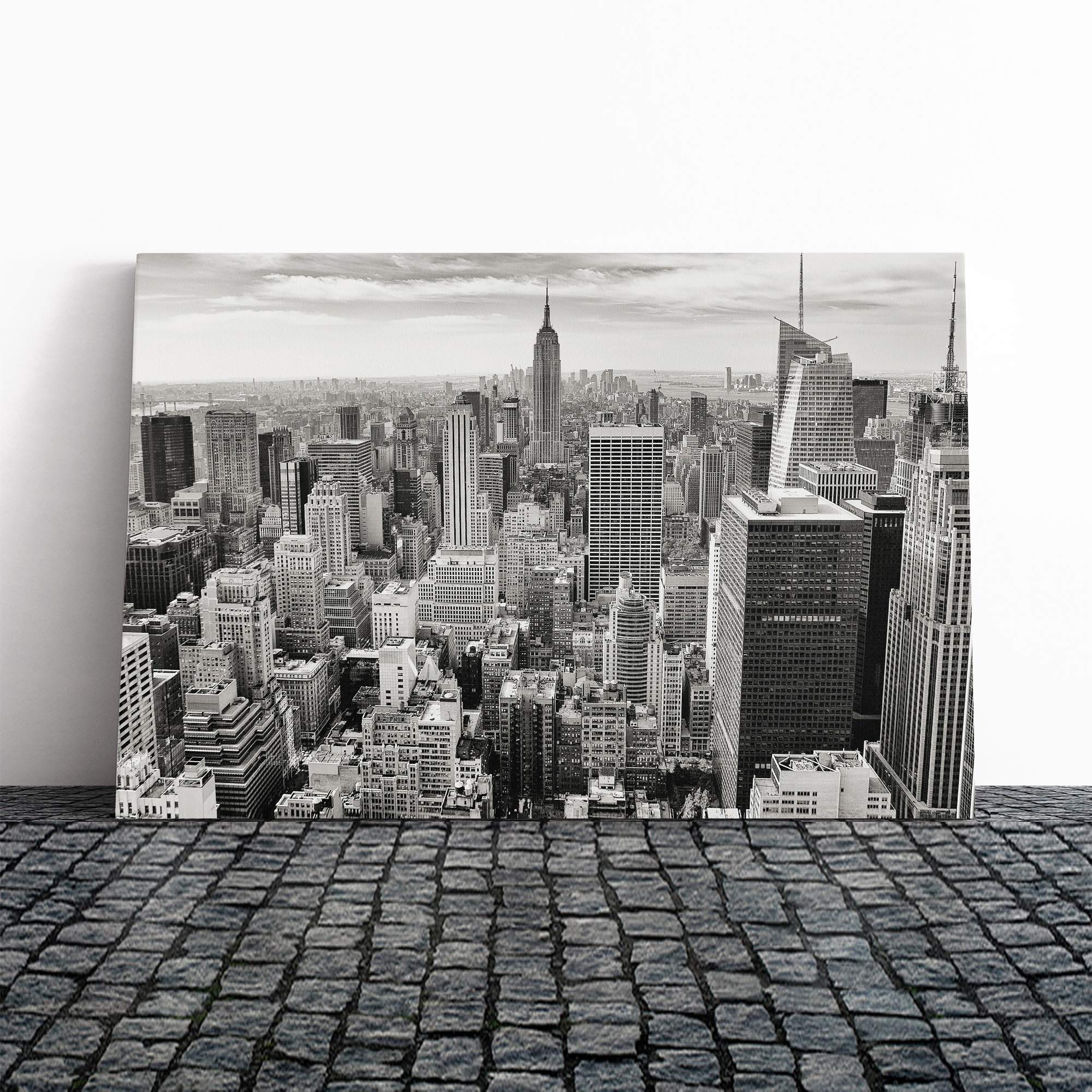 Manhattan New York City Skyline USA (1) Canvas Print | Gallery Wrapped 30mm Frame Wall Art | 20x14 inches | Ready to Hang | Modern Cityscape Picture | Living Room Bedroom Lounge Office