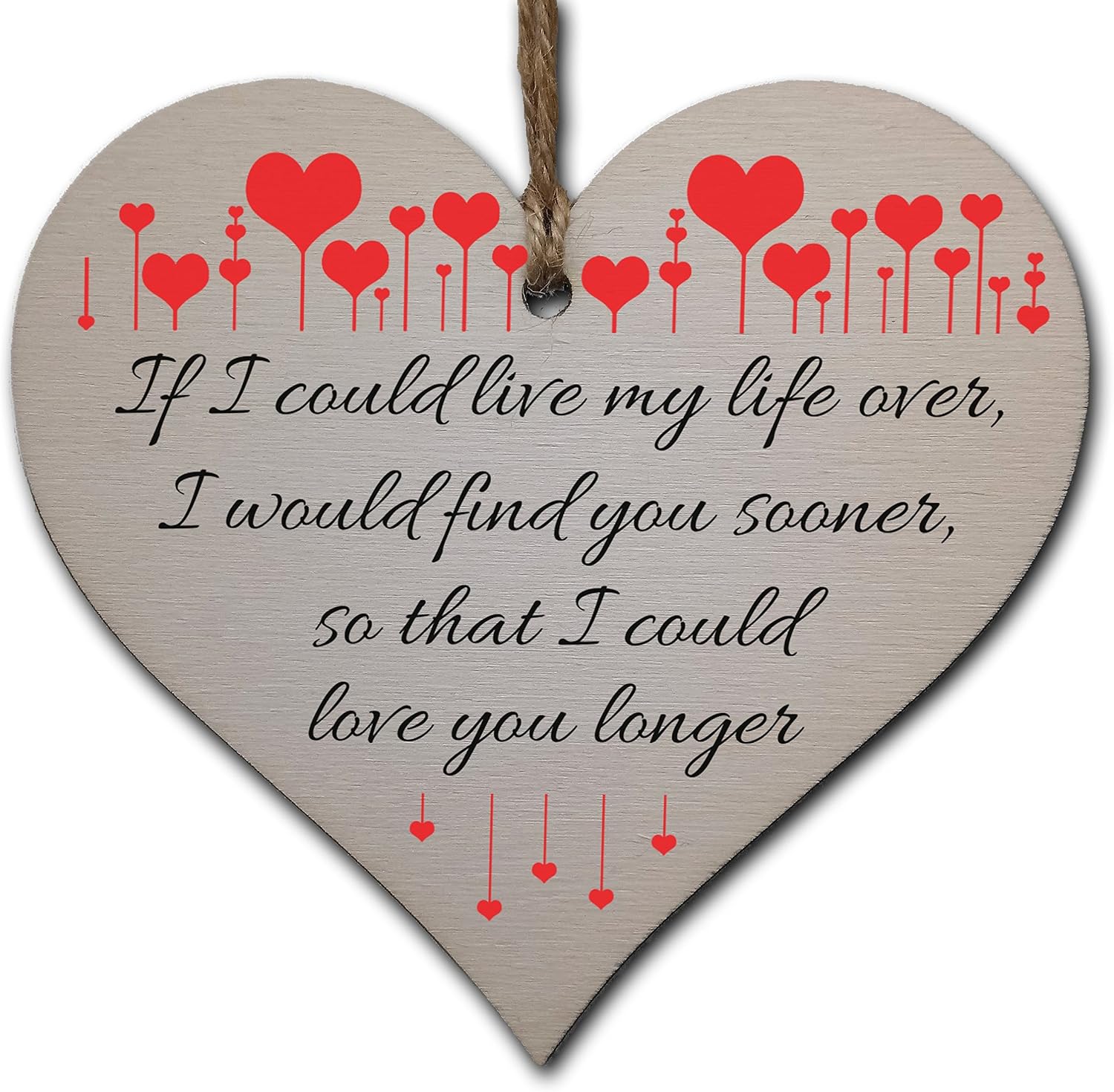 Handmade Wooden Hanging Heart Plaque Gift perfect for your Boyfriend or Girlfriend Romantic Keepsake