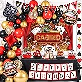 Casino Theme Party Decorations, happy Birthday banner, Las Vegas Party Decorations, casino Backdrop, Casino birthday Honeycomb Centerpieces, casino night decorations for men
