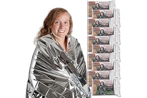 Grizzly Gear Emergency Mylar Thermal Blankets (10 Pack) Survival Kit Camping Space Blanket - Perfect for Hiking, Outdoors, Marathon Runs or First Aid Set- Bug Out Bag Essential - Keep Heat Insulated