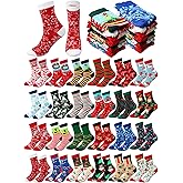 Shinymoon 24 Pairs St. Patrick Socks for Women Men Green & Pink Shamrock Clover Novelty Crew Sock Gifts Irish Day Party