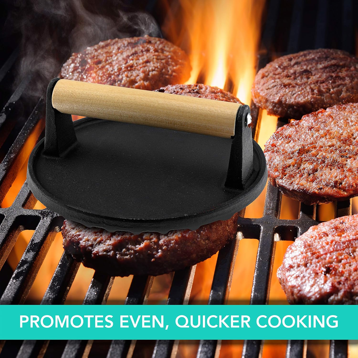 Meat Press Grill Iron Cast Rust Anti Press Bacon Enameled Gadgetwiz Press Round Inch Handle 7 Wood Touch Cool Grade With Commercial Press Burger Sandwich Makers Panini Presses Specialty Appliances Exclusive Www Spalder Com